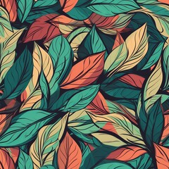 Obraz na płótnie Canvas Create a fresh and modern look with this seamless pattern featuring abstract leaves. Perfect for a variety of design projects. AI Generation