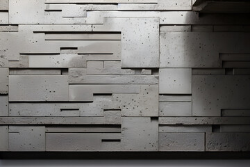 Concrete wall made of blocks of different sizes