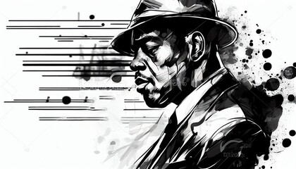 Obraz premium Jazz black and white collage by Generative AI