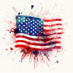4th of July fireworks, American flag, generative ai