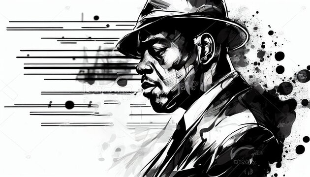 Jazz black and white collage by Generative AI