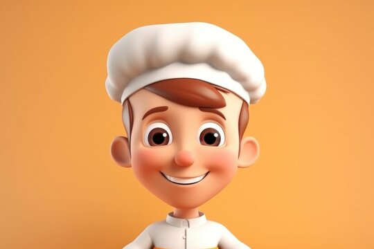 3D cartoon cute baker kid. Generative AI