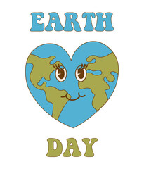 Happy Earth Day. Design with a heart shaped world globe design