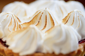 Bizet cake close-up with baked top
