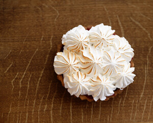 Bizet cake close-up with baked top
