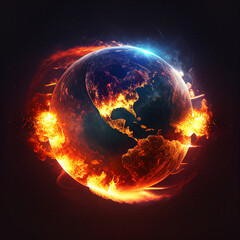 Obraz na płótnie Canvas Burning Planet Earth