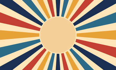 Retro background with rays or stripes in the center. Sun burst grunge blue background. Vector illustration