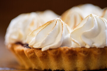 Bizet cake close-up with baked top