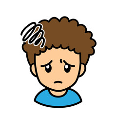 ブログで使えるアイコン　ベクター版　男性02天然パーマ　困った顔
