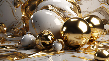 luxurious gold and marble 3d render wallpaper generative ai