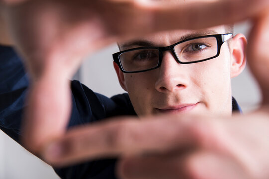 Young Man Working in Office, Mannheim, Baden, Wurttemberg, Germany