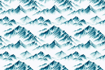 Landscape with blue mountains. Seamless pattern. Modern stylish abstract texture.