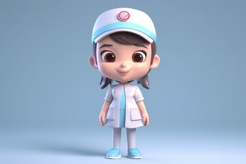 3D cartoon cute nurse kid. Generative AI