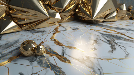 luxurious gold and marble 3d render wallpaper generative ai