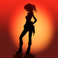 silhouette of cartoon girl