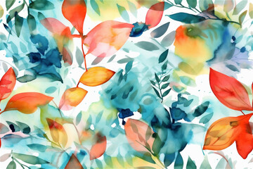 Watercolor Abstract Ai Generative Illustration Inspired by Sea Life, Fishes, and Flora Elements
