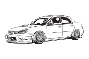 vector hand drawn car line art illustration