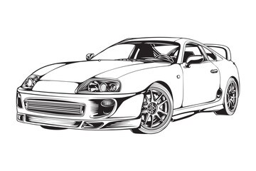 vector hand drawn car line art illustration