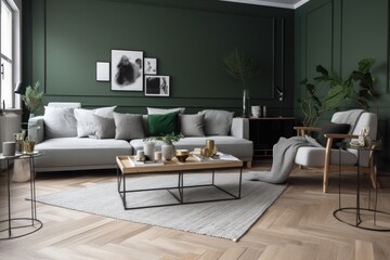 Render of luxury home interior, living room 