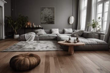Render of luxury home interior, living room 