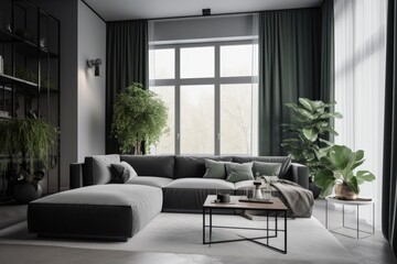 Obraz na płótnie Canvas Render of luxury home interior, living room Generative AI