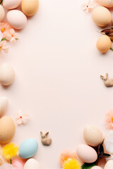 Naklejka na ściany i meble Happy Easter Social Media Template with Blank Space for Text