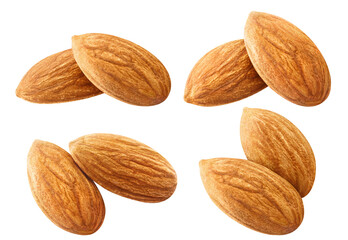 Set of almonds cut out