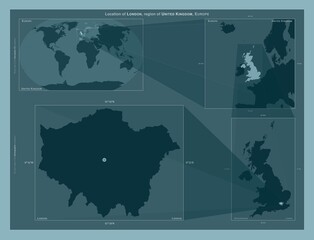 London, United Kingdom. Described location diagram