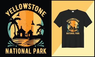 yellostone t shirt illustration retro village vector design
