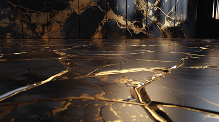 shiny gold and marble pattern 3d design generative ai