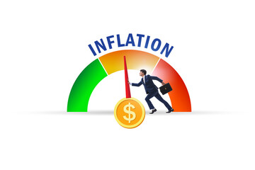 Businessman in the high inflation concept