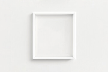 white frame mockup on white wall. Minimalism