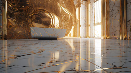clean 3d render of gold and marble generative ai