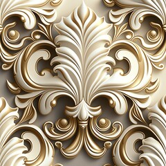 Wallpaper in the Baroque style.  Seamless vector background.  Generated with AI