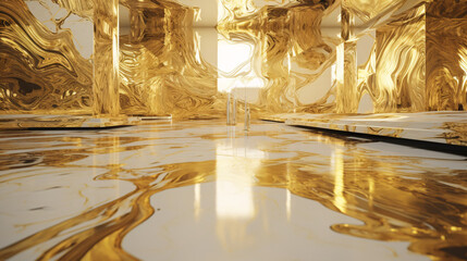 glossy golden and marble mix wallpaper generative ai