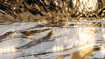 glossy golden and marble mix wallpaper generative ai