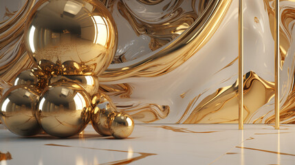 glossy golden and marble mix wallpaper generative ai