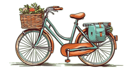 Fototapeta na wymiar An illustration of a Vintage Bicycle with a basket. (Generative AI)