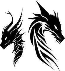 Obraz premium Dragons | Black and White Vector illustration