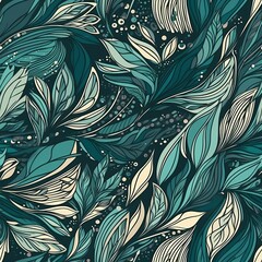 Create a fresh and modern look with this seamless pattern featuring abstract leaves. Perfect for a variety of design projects. AI Generation