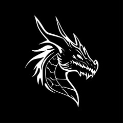 Dragons - Black and White Isolated Icon - Vector illustration