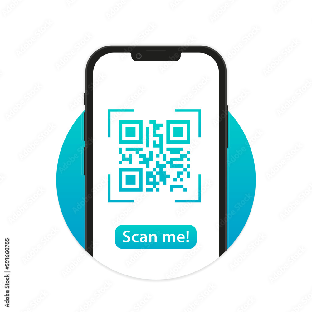 Fototapete qr code scan me template with a smartphone for application screenshot presentation. can use for, lan