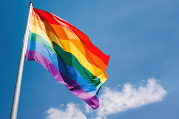 rainbow LGBT flag in the wind, Generative AI