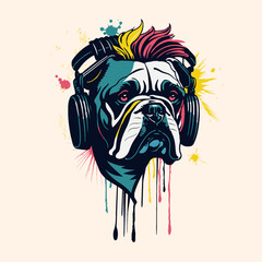 Colored pit bull in street art style. Color substitution is possible. Vector graphics