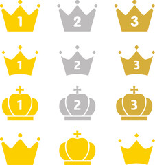 金、銀、銅の王冠のランキング素材セット