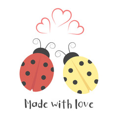 A couple of ladybugs. Design for a children's bodysuit. Cartoon illustration. Vector illustration