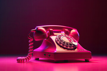old pink telephone created with Generative AI technology