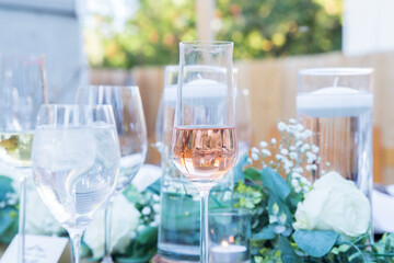 glasses of champagne on table