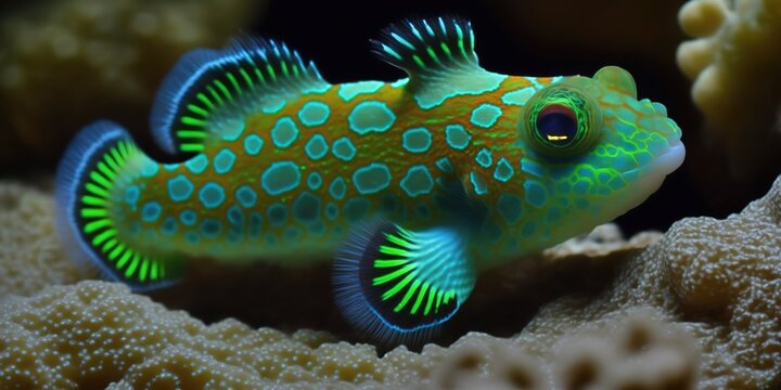 Gobiodon player, or the green clown coral goby, Generative AI