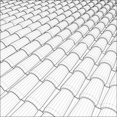 Tile Roof Vector. Illustration Isolated On White Background. A Vector Illustration Of Roof Tile Background. 